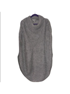 LC Lauren Conrad Heather Gray Knit Poncho Sweater - One Size - EUC